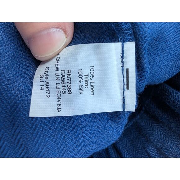 J. Crew Womens Pleated Skirt Sz 12 linen silk striped elastic waist Academia - Picture 4 of 6